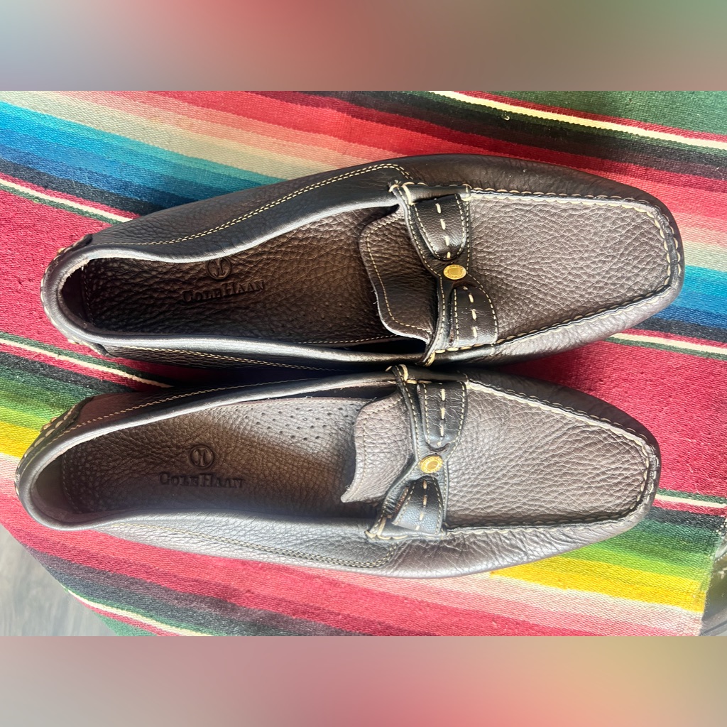 Cole Haan Bronze Brown Pebbled Leather Driving Moccasins-Size 10.5 Women